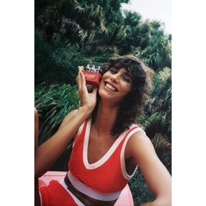 Nwt Zara Contrast Terry V-Neck Crop Top